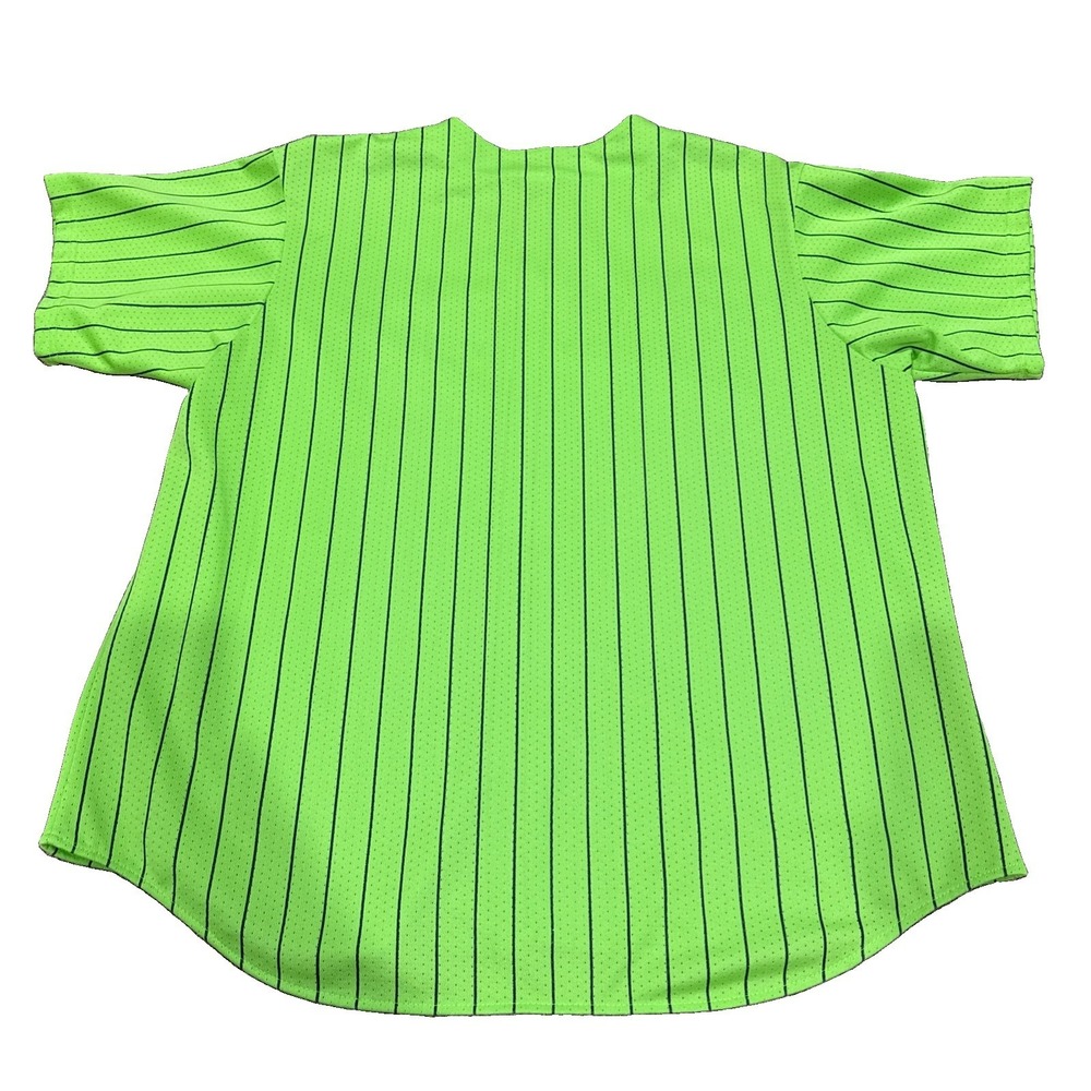 Vintage Seattle Mariners Stitched MLB Majestic Lime Green Pinstripe Jersey 2XL - Picture 5 of 5
